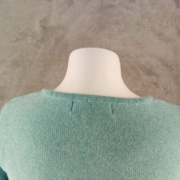 NWT KAREN SCOTT Textured Patchwork Sweater XS(0-2) Teal Aqua Cotton V-neck - Picture 11 of 13